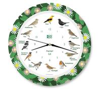 Horloge murale en forme d'oiseau, avec 12 chants d'oiseaux, diamètre 34 cm, mouvement à quartz