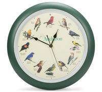 Horloge murale en forme d'oiseau chanteur, 13 pouces, en bois de chêne, de couleur verte, avec détecteur de lumière