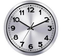Horloge murale en métal argenté, 30 cm, à piles, sans son