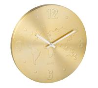 Horloge Murale en Métal Carte du Monde 35cm Doré