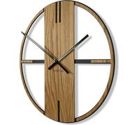Horloge murale en métal chêne noir Unique pour salon, chambre, bureau, 50 cm de diamètre, design moderne