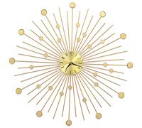 Horloge murale en métal doré - 70 cm - Mouvement à quartz silencieux - Cadran analogique - Affichage de l'heure silencieux - Pour salon, chambre à coucher, bureau, couloir et salle à manger