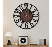 Horloge murale en métal noir de 40 cm, décoration discrète pour le salon, la cuisine ou la chambre à coucher