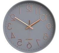 Horloge murale en quartz grise, ronde, 30 cm, facile à lire
