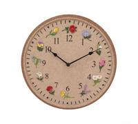 Horloge murale en résine de 30,5 cm avec fleurs 3D - Étanchéité IP44 - Design anti-buée pour piscine - Hôtel - Spa - Facile à installer - Nature vibrante