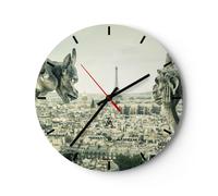 Horloge murale en verre 30x30cm Gargouilles Paris Notre-Dame Wall Clock