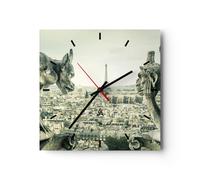 Horloge murale en verre 30x30cm Gargouilles Paris Notre-Dame Wall Clock