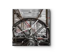 Horloge murale en verre 30x30cm Machine Industrielle Graffiti Wall Clock