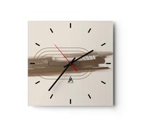 Horloge murale en verre 30x30cm Silencieuse Abstraction Ovale Marron Wall Clock