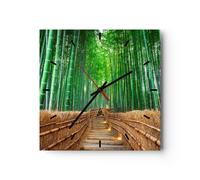 ARTTOR Horloge Murale Design Carrée 30x30 cm Paysages Forêt - 3979 | Bambou Usine Horloge Décorative Pendule Murale Silencieuse Petit Décoration Murale Salon Cuisine Chambre ARTTOR