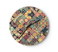 Horloge murale en verre 30x30cm Silencieuse fleurs mosaïque Wall Clock