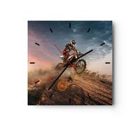 Horloge murale en verre 30x30cm Silencieuse moteur équitation casque Wall Clock