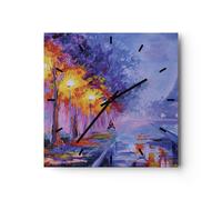 Horloge murale en verre 30x30cm Silencieuse Paris Lanternes Eiffel Wall Clock