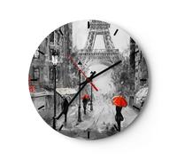 Horloge murale en verre 30x30cm Silencieuse Paris ville maison Wall Clock