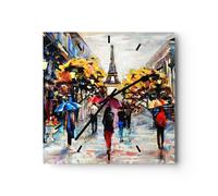 Horloge murale en verre 30x30cm Silencieuse Paris ville maison Wall Clock