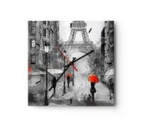 Horloge murale en verre 30x30cm Silencieuse Paris ville maison Wall Clock