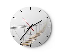 Horloge murale en verre 30x30cm Silencieuse Pont Suspendu Brouillard Wall Clock