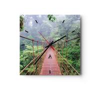 Horloge murale en verre 30x30cm Silencieuse Pont Suspendu Costa Rica Wall Clock