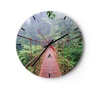 Horloge murale en verre 30x30cm Silencieuse Pont Suspendu Costa Rica Wall Clock