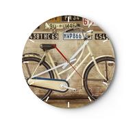 Horloge murale en verre 30x30cm Silencieuse vélo mur rue Wall Clock Decoration