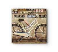 Horloge murale en verre 30x30cm Silencieuse vélo mur rue Wall Clock Decoration