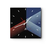 Horloge murale en verre 40x40cm Silencieuse Abstraction Noir Bleu Wall Clock