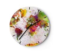 Horloge murale en verre 40x40cm Silencieuse carte monde moderne Wall Clock