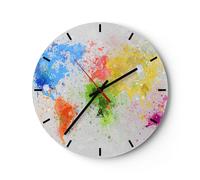 Horloge murale en verre 40x40cm Silencieuse carte monde moderne Wall Clock