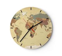 Horloge murale en verre 40x40cm Silencieuse carte monde pays Wall Clock