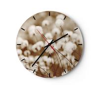 Horloge murale en verre 40x40cm Silencieuse Coton Bohème Laineux Wall Clock