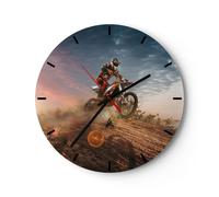 Horloge murale en verre 40x40cm Silencieuse moteur équitation casque Wall Clock