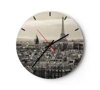 Horloge murale en verre 40x40cm Silencieuse Paris ville maison Wall Clock
