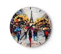 Horloge murale en verre 40x40cm Silencieuse Paris ville maison Wall Clock