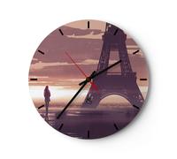 Horloge murale en verre 40x40cm Silencieuse Paris ville nuit Wall Clock