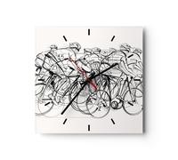 Horloge murale en verre 40x40cm Silencieuse vélo course roue Wall Clock