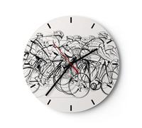 Horloge murale en verre 40x40cm Silencieuse vélo course roue Wall Clock