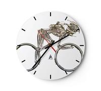 Horloge murale en verre 40x40cm Silencieuse Vélo Robot Moderne Wall Clock