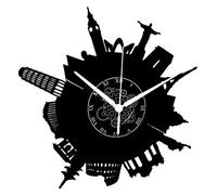 Horloge Murale en Vinyle Cadeau Fait Main Décorations Pour la Maison Home Office Monde Voyage Travel Tour Monuments