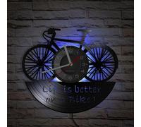 Horloge murale en vinyle, design vélo, 30x30 cm, avec veilleuse LED, cadeau original