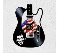Horloge murale en vinyle, forme de guitare, 30 cm, fonctionnement silencieux, décoration musicale