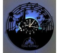 Horloge murale en vinyle, Mickey Mouse Vintage LED suspendue nuit 7 Couleur Horloge murale, Cadeaux Cartoon Horloge Disney Cadeaux d'anniversaire à la main Accueil Décoration murale,B,With light