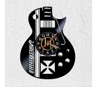 Horloge murale en vinyle, motif guitare, 30 cm, noire
