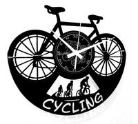 Horloge murale en vinyle, motif vélo, 30 cm, noire, quartz
