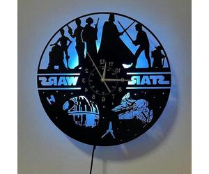 Horloge murale en vinyle Star Wars 305 cm LED 7 couleurs changeantes pour enfants avec décoration de salon faite à la main