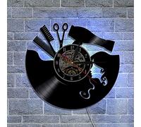 Horloge murale sur le thème du salon de coiffure avec veilleuse LED - Cadeau