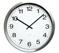 Horloge murale extérieure argentée grand diamètre Ø 55 cm option : mouvement standard