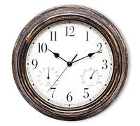 Horloge Murale Exterieure Etanche, 30 cm Horloges de Jardin Etanches avec Thermomètre et Hygromètre, Horloge De Jardin, Horloges D'extérieur Etanche pour Balcon, Salle de Bain, Cuisine