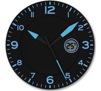 Horloge murale FISHTEC avec affichage numérique de la température - Ø 25,4 cm - Noir et bleu