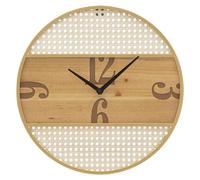 Horloge murale Fuji avec insertions en paille de Vienne et bois