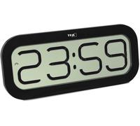 Horloge murale funk BIMBAM, grand écran LCD, 5 mélodies, fonction réveil, noire